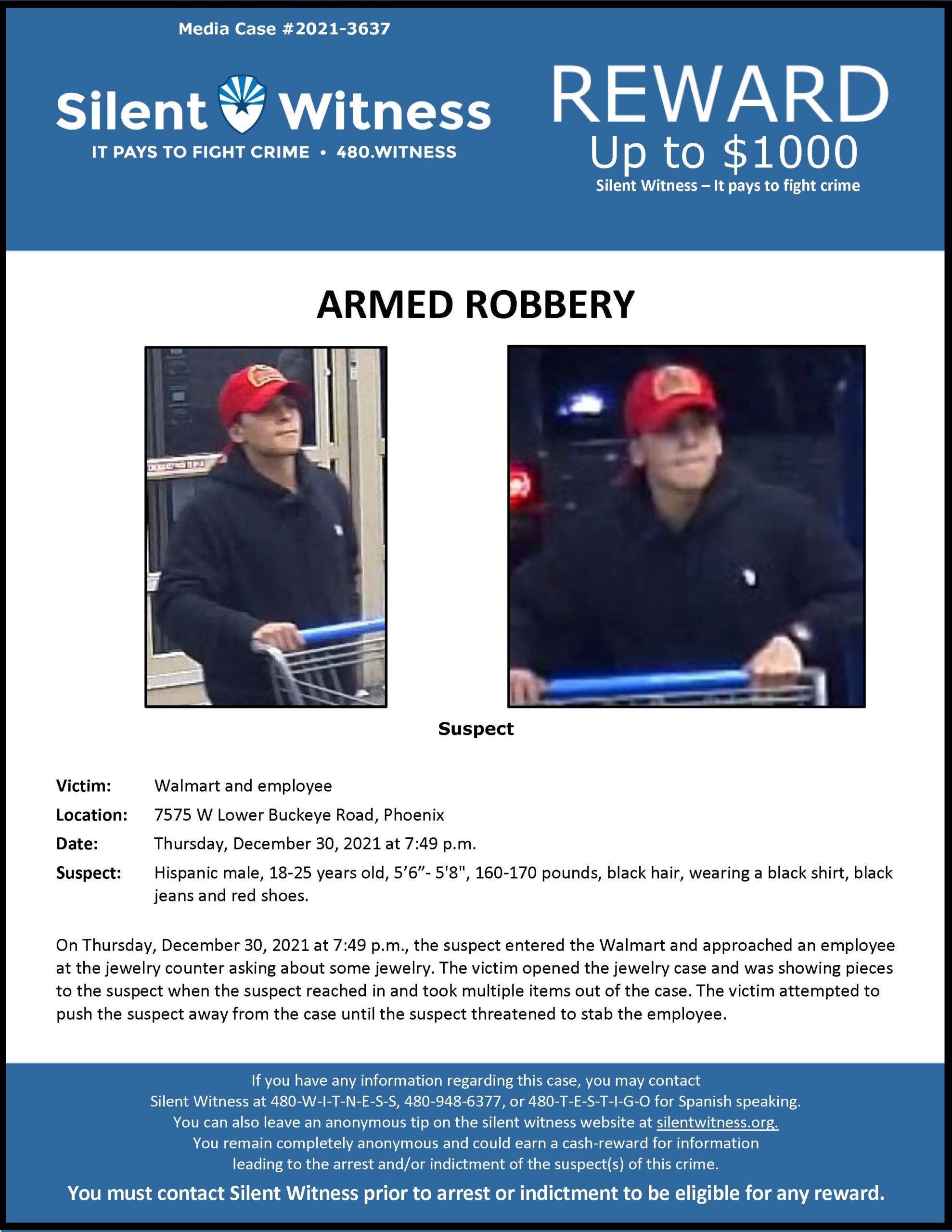 Armed Robbery / Walmart / 7575 W. Lower Buckeye Rd., Phoenix