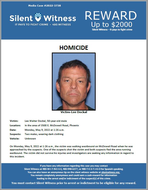 Homicide / Lee Dockal / In the area of 3500 E. McDowell Road, Phoenix