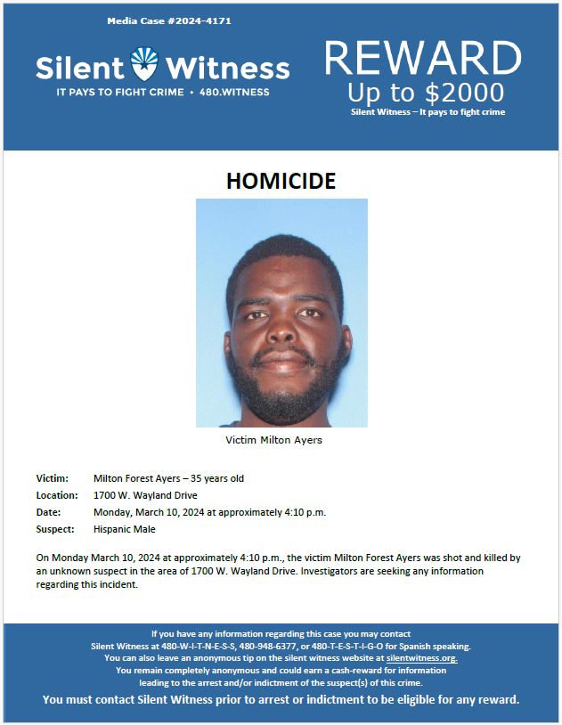 Homicide / Milton Ayers / 1700 W. Wayland Drive – Silent Witness