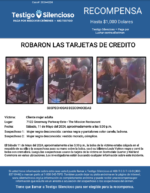 ROBARON LAS TARJETAS DE CREDITO / Cliente mujer adulta / 7122 Greenway Parkway Este – The Mission Restaurant