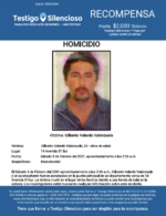 HOMICIDIO / Gilberto Velarde Valenzuela / 14 Avenida 31 Sur