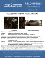 SECUESTRO – ROBO A MANO ARMADO / 2 adultos y 2 niños / Área de 5500 Avenida Missouri Oeste – Glendale