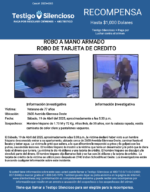 ROBO A MANO ARMADO y ROBO DE TARJETA DE CREDITO / Veterano de 77 años / 2600 West Glenrosa Avenue
